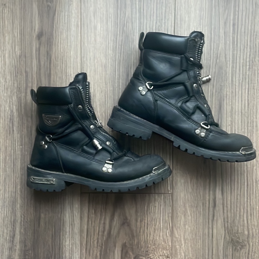 Throttle by Milwaukee Motorcycle Clothing Company Black Leather Moto Boots | 7D